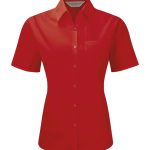 935F Russell Women’s SSL Easy Care Poplin Shirt Classic Red FRONT